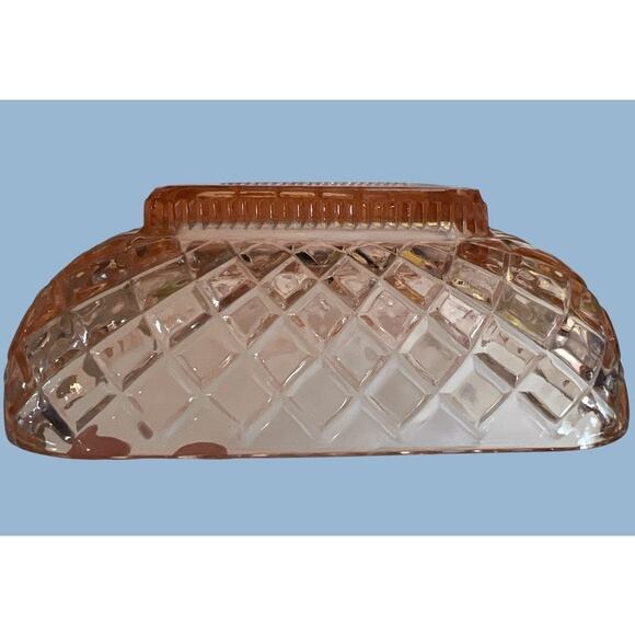 Vtg Pink Depression Glass Square Soap Trinket Dish Girly Cottage Granny Decor - Picture 5 of 5